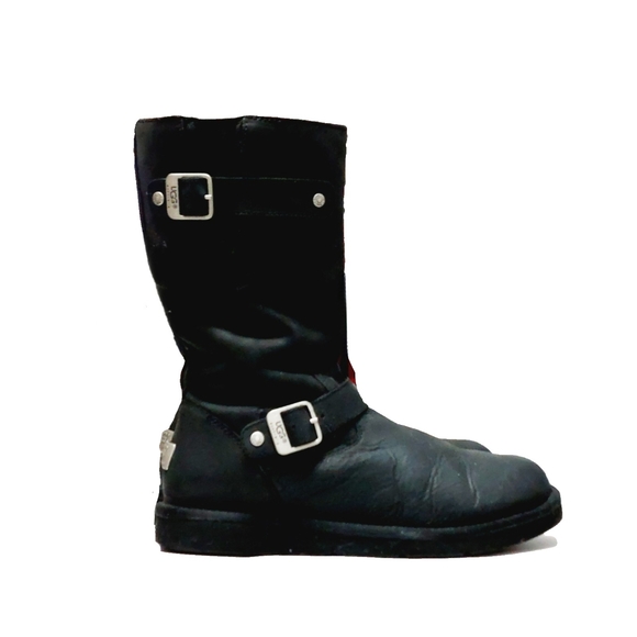 ▪︎▪︎SOLD▪︎▪︎UGG Kensington Womens Water Resistant Biker Moto Black Sheepskin - Picture 2 of 11